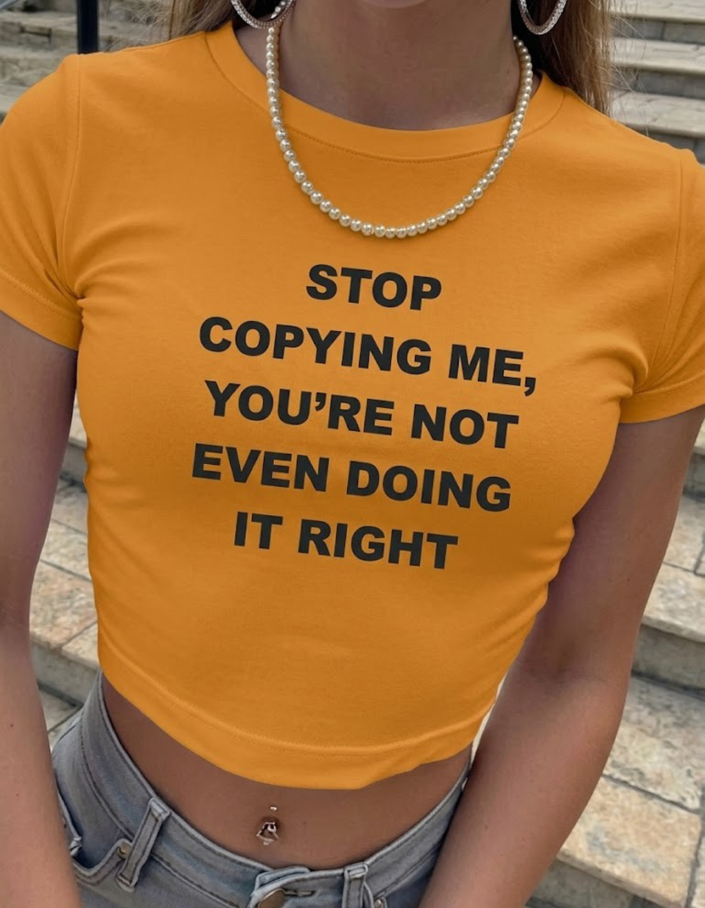 STOP COPYING ME CROP TOP