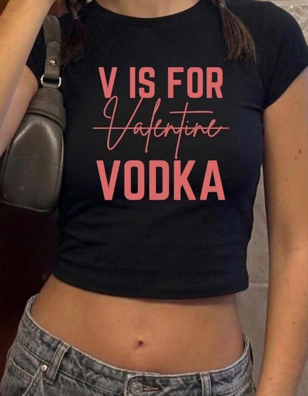 V FOR VODKA CROP TOP