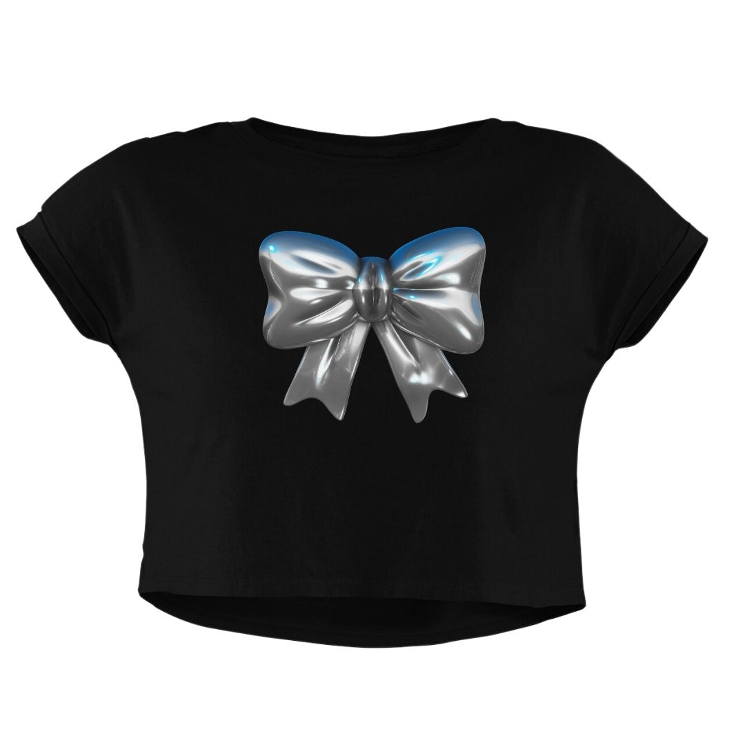 METALLIC BOW CROP TOP