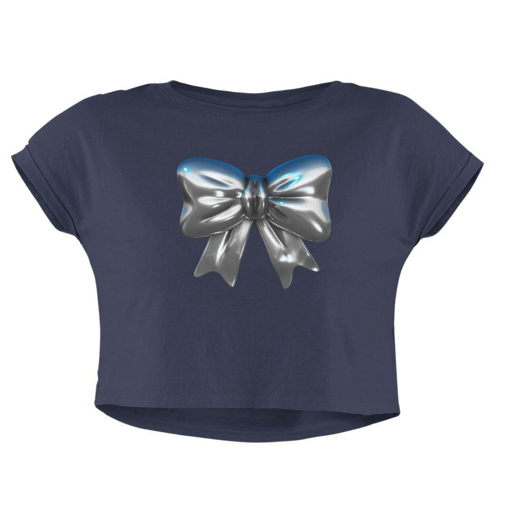 METALLIC BOW CROP TOP