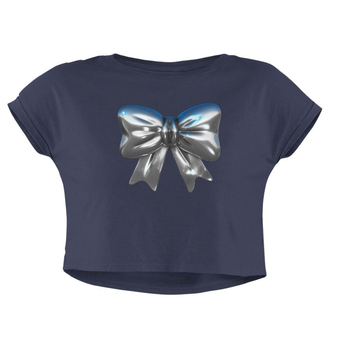 METALLIC BOW CROP TOP