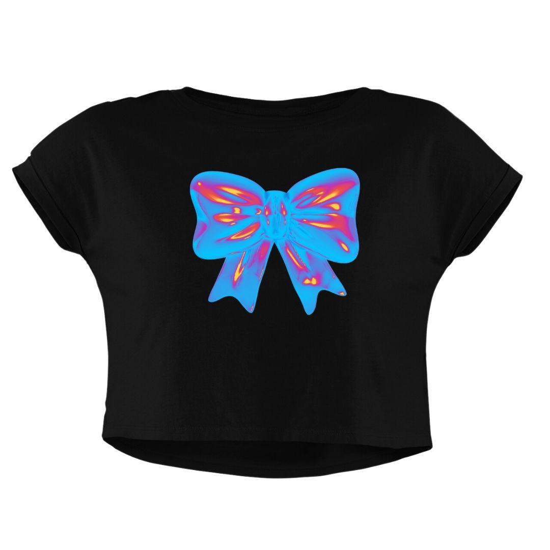 PINK BLUE BOW CROP TOP