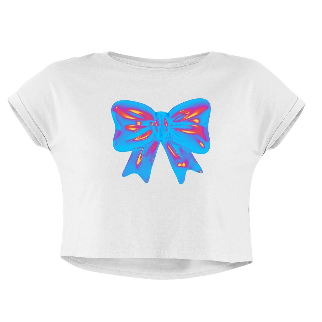 PINK BLUE BOW CROP TOP